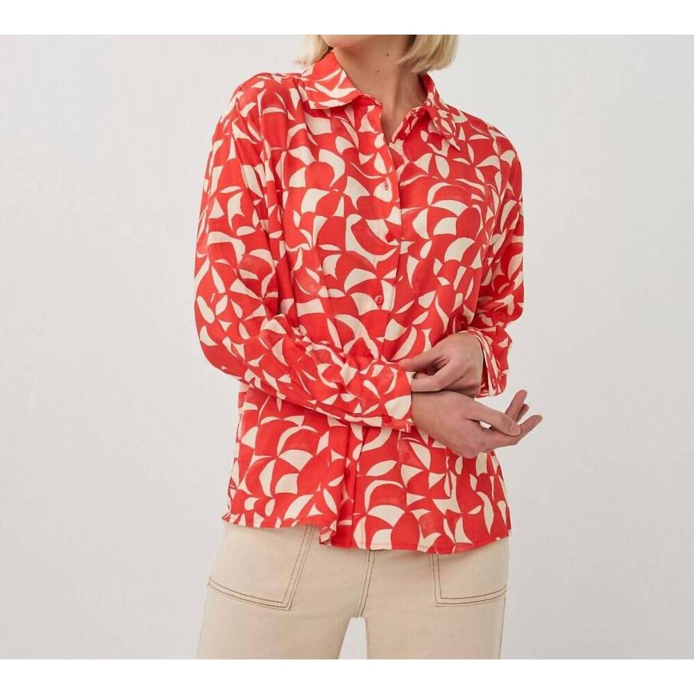 NEW ESQUALO scarlet graphic blouse in print